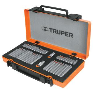 17809 PUN-42X JUEGO 42 PUNTAS 1/2" Y 3/8" DE 75 Y 30 MM ESTUCHE METALICO TRUPER
