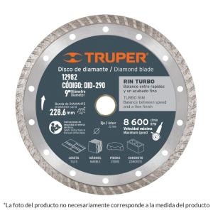 12982 DID-290 DISCO DE DIAMANTE DE 9" X 3 MM RIN TURBO TRUPER